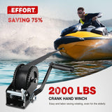 Nilight Boat Trailer Winch 2000 Lbs Hand Crank Winch Heavy Duty Boat Winches with 23Ft Strap Rope Hook 2-Way Ratchet 4:1 Gear Portable Marine Manual Winch for Trailers Boats RV ATV Jet Ski Towing, view 3