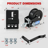 Nilight Boat Trailer Winch 2000 Lbs Hand Crank Winch Heavy Duty Boat Winches with 23Ft Strap Rope Hook 2-Way Ratchet 4:1 Gear Portable Marine Manual Winch for Trailers Boats RV ATV Jet Ski Towing, view 6