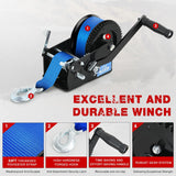 Nilight Boat Trailer Winch 3500 LBS Hand Crank Winch Heavy Duty Boat Winches with 33 FT Blue Strap Rope Hook Two Way Ratchet 4:1 8:1 Gear Portable Marine Manual Winch for Trailers Boat RV ATV Towing, view 4