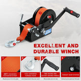 Nilight Boat Trailer Winch 3500 LBS Hand Crank Winch Heavy Duty Boat Winches with 33 FT Orange Strap Rope Hook Two Way Ratchet 4:1 8:1 Gear Portable Marine Manual Winch for Trailers Boat RV ATV Towing, view 4