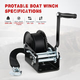 Nilight Boat Trailer Winch 3500 Lbs Hand Crank Winch Heavy Duty Boat Winches with 33Ft Strap Rope Hook Two Way Ratchet 4:1 8:1 Gear Portable Marine Manual Winch for Trailers Boat RV ATV Jet Ski Towing, view 2