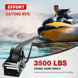 Nilight Boat Trailer Winch 3500 Lbs Hand Crank Winch Heavy Duty Boat Winches with 33Ft Strap Rope Hook Two Way Ratchet 4:1 8:1 Gear Portable Marine Manual Winch for Trailers Boat RV ATV Jet Ski Towing, view 3