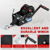 Nilight Boat Trailer Winch 3500 Lbs Hand Crank Winch Heavy Duty Boat Winches with 33Ft Strap Rope Hook Two Way Ratchet 4:1 8:1 Gear Portable Marine Manual Winch for Trailers Boat RV ATV Jet Ski Towing, view 4