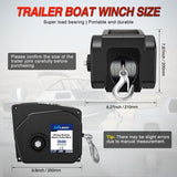 Nilight Boat Trailer Winch 3500 lbs Portable Electric Boat Winches 12 V DC Marine Winch with Remote Control and Hand Crank Power-in Freewheel Operation Waterproof Reversible Winch for Boat Trailer, view 2