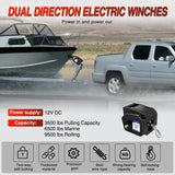 Nilight Boat Trailer Winch 3500 lbs Portable Electric Boat Winches 12 V DC Marine Winch with Remote Control and Hand Crank Power-in Freewheel Operation Waterproof Reversible Winch for Boat Trailer, view 3