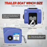 Nilight Boat Trailer Winch 3500 lbs Portable Electric Boat Winches 12 V DC Marine Winch with Steel Cable Remote Control & Hand Crank Power-in Freewheel Operat Waterproof Winch for Boat Trailer, Blue, view 2