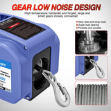 Nilight Boat Trailer Winch 3500 lbs Portable Electric Boat Winches 12 V DC Marine Winch with Steel Cable Remote Control & Hand Crank Power-in Freewheel Operat Waterproof Winch for Boat Trailer, Blue, view 5