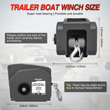 Nilight Boat Trailer Winch 3500 lbs Portable Electric Boat Winches 12 V DC Marine Winch with Steel Cable Remote Control & Hand Crank Power-in Freewheel Operat Waterproof Winch for Boat Trailer, Gray, view 2