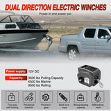 Nilight Boat Trailer Winch 3500 lbs Portable Electric Boat Winches 12 V DC Marine Winch with Steel Cable Remote Control & Hand Crank Power-in Freewheel Operat Waterproof Winch for Boat Trailer, Gray, view 3