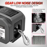 Nilight Boat Trailer Winch 3500 lbs Portable Electric Boat Winches 12 V DC Marine Winch with Steel Cable Remote Control & Hand Crank Power-in Freewheel Operat Waterproof Winch for Boat Trailer, Gray, view 5