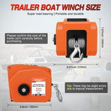 Nilight Boat Trailer Winch 3500 lbs Portable Electric Boat Winches 12 V DC Marine Winch with Steel Cable Remote Control & Hand Crank Power-In Freewheel Operat Waterproof Winch for Boat Trailer, Orange, view 2