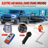 Nilight Boat Trailer Winch 3500 lbs Portable Electric Boat Winches 12 V DC Marine Winch with Steel Cable Remote Control & Hand Crank Power-In Freewheel Operat Waterproof Winch for Boat Trailer, Orange, view 4