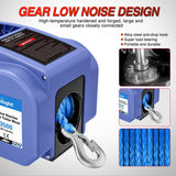 Nilight Boat Trailer Winch 3500 lbs Portable Electric Boat Winches 12 V DC Marine Winch with Synthetic Rope Remote Control Hand Crank Power-in Freewheel Waterproof Winch for Boat Trailer Towing, Blue, view 5