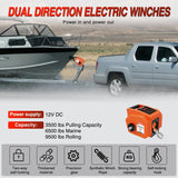 Nilight Boat Trailer Winch 3500 lbs Portable Electric Boat Winches 12 V DC Marine Winch with Synthetic Rope Remote Control Hand Crank Power-In Freewheel Waterproof Winch for Boat Trailer Towing Orange, view 3