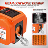 Nilight Boat Trailer Winch 3500 lbs Portable Electric Boat Winches 12 V DC Marine Winch with Synthetic Rope Remote Control Hand Crank Power-In Freewheel Waterproof Winch for Boat Trailer Towing Orange, view 5