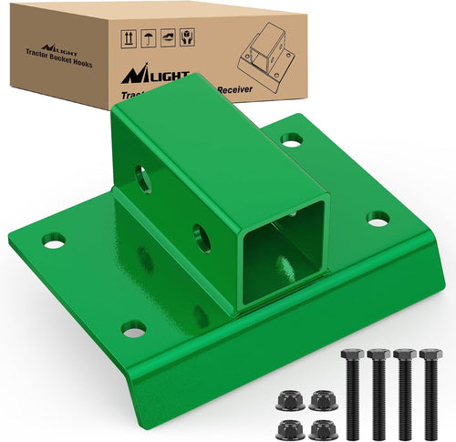 Nilight Bolt on Tractor Bucket 2 inch Towing Receiver Adapter 5/8 InchPin Hole Class 3 Trailer Hitch 12000 LBS Work Well for Tractor Buckets Green