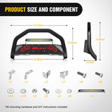 Nilight Bull Bar & License Plate Hole with LED Light Bar Compatible with Ford Ranger 2019 2020 2021 2022 2023 2024 2025 2026 Truck Brush Guard, Front Bumper Push Bar w/Grille Skid Plate Light Mount, view 2