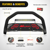 Nilight Bull Bar & License Plate Hole with LED Light Bar Compatible with Ford Ranger 2019 2020 2021 2022 2023 2024 2025 2026 Truck Brush Guard, Front Bumper Push Bar w/Grille Skid Plate Light Mount, view 3