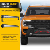 Nilight Bull Bar & License Plate Hole with LED Light Bar Compatible with Ford Ranger 2019 2020 2021 2022 2023 2024 2025 2026 Truck Brush Guard, Front Bumper Push Bar w/Grille Skid Plate Light Mount, view 4