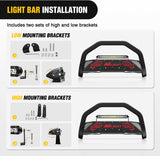 Nilight Bull Bar & License Plate Hole with LED Light Bar Compatible with Ford Ranger 2019 2020 2021 2022 2023 2024 2025 2026 Truck Brush Guard, Front Bumper Push Bar w/Grille Skid Plate Light Mount, view 5