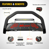 Nilight Bull Bar with Light Bar&License Plate Hole Compatible for Ford F-150 F150 2004-2026 Truck Brush Guard, Front Bumper Push Bar w/Grille Skid Plate Light Mount, view 3