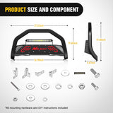 Nilight Bull Bar with Light Bar & License Plate Hole Compatible with Toyota Tacoma 2005-2015 Truck Brush Guard, Front Bumper Push Bar w/Grille Skid Plate Light Mount, view 2