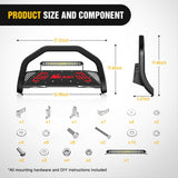 Nilight Bull Bar with Light Bar & License Plate Hole Compatible with Toyota Tacoma 2016 2017 2018 2019 2020 2021 2022 2023 Truck Brush Guard, Front Bumper Push Bar w/Grille Skid Plate Light Mount, view 2