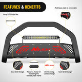 Nilight Bull Bar with Light Bar&License Plate Hole Compatible with Toyota Tundra 2022 2023 2024 Truck Brush Guard, Front Bumper Push Bar w/Grille Skid Plate Light Mount, view 3