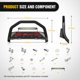Nilight Bull Bar with Light Bar & License Plate Hole for 2009-2018 Dodge Ram 1500&2019-2024 RAM 1500 Classic (Exl Rebel Sport) Truck Brush Guard Front Bumper Push Bar w/Grille Skid Plate Light Mount, view 2