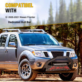 Nilight Bull Bar with Light Compatible with Nissan Frontier 2005-2021 (Tow Hooks Must be Removed) Front Bumper Grille Brush Push Guard with Skid Plate Licence Hole Black, view 3