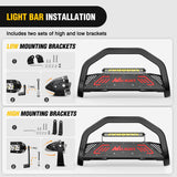 Nilight Bull Bar with Light Compatible with Nissan Frontier 2005-2021 (Tow Hooks Must be Removed) Front Bumper Grille Brush Push Guard with Skid Plate Licence Hole Black, view 6