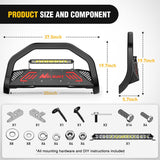 Nilight Bull Bar with Light fits 1999-2006 Chevy Silverado & GMC Sierra (07 Classic)/ 2000-2006 Suburban Tahoe & Yukon & XL / 2002-2006 Avalanche Front Bumper Grille Guard with Skid Plate Licence Hole, view 3