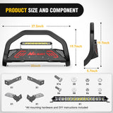 Nilight Bull Bar with Light fits 2003-2008 Honda Pilot, 2006-2015 Honda Ridgeline, 2001-2006 Acura MDX Front Bumper Grille Brush Push Guard with Skid Plate Licence Plate Hole Black, view 2