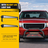 Nilight Bull Bar with Light fits 2003-2008 Honda Pilot, 2006-2015 Honda Ridgeline, 2001-2006 Acura MDX Front Bumper Grille Brush Push Guard with Skid Plate Licence Plate Hole Black, view 4