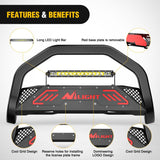 Nilight Bull Bar with Light fits 2003-2008 Honda Pilot, 2006-2015 Honda Ridgeline, 2001-2006 Acura MDX Front Bumper Grille Brush Push Guard with Skid Plate Licence Plate Hole Black, view 6