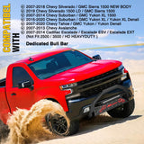 Nilight Bull Bar with Light fits 2007-2018 Chevy Silverado GMC Sierra 1500, 2007-2020 Chevy Tahoe Suburban&Yukon/Yukon XL Front Bumper Grille Brush Push Guard with Skid Plate Licence Plate Hole Black, view 2