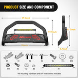 Nilight Bull Bar with Light fits 2007-2018 Chevy Silverado GMC Sierra 1500, 2007-2020 Chevy Tahoe Suburban&Yukon/Yukon XL Front Bumper Grille Brush Push Guard with Skid Plate Licence Plate Hole Black, view 3