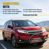 Nilight Bull Bar with Light fits 2016-2022 Honda Pilot, 2017-2024 Ridgeline, 2018-2020 Odyssey, 2017-2022 Passport, 2014-2020 Acura MDX Front Bumper Grille Brush Guard w/Skid Plate Licence Plate Hole, view 5
