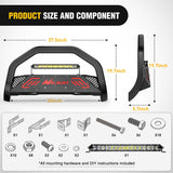 Nilight Bull Bar with Light fits Chevy Colorado (Excl. ZR2) 2015-2022 & GMC Canyon 2015-2022 Front Bumper Grille Brush Push Guard with Skid Plate Licence Plate Hole Black, view 2