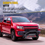Nilight Bull Bar with Light fits Chevy Colorado (Excl. ZR2) 2015-2022 & GMC Canyon 2015-2022 Front Bumper Grille Brush Push Guard with Skid Plate Licence Plate Hole Black, view 3
