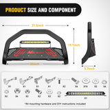 Nilight Bull Bar with Light fits Dodge Ram 1500 New Body 2019-2024 (Not fit Rebel,TRX,Classic & 20-22Diesel) Front Bumper Grille Brush Push Guard with Skid Plate Licence Hole Black, view 3