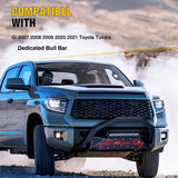 Nilight Bull Bar with Light fits Toyota Tundra 2007 2008 2009 2010 2011 2012 2013 2014 2015 2016 2017 2018 2019 2020 2021 Front Bumper Grille Brush Push Guard with Skid Plate Licence Hole Black, view 3