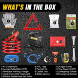 Nilight Car Emergency Kit with Jumper Cable Air Compressor Tire Repair Essential Tools First Aid Alligator Connector Electrical Kit for Travel Camping Outdoor Cars Truck SUV RV, view 2