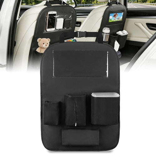 Nilight Car Seat Back Organizer 1PC Black PU Leather Universal | Cup Holder Tissue Box Removable Bucket Waterproof Multifunctional Storage Bag for Cars Vans SUVs MPVs Pickup Trucks