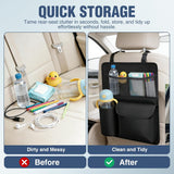 Nilight Car Seat Back Organizer 1PC Black PU Leather Universal | Multi Pockets Foldable Waterproof Scratch Resistant Hanging Storage Bag for Cars Vans SUVs MPVs Pickup Trucks, view 6