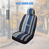 Nilight Car Seat Covers 2PCS Blue Baja Blanket Universal Front Seats | Striped Woven Fabric Breathable Washable with Shoulder Pads Airbag Compatible Fits Cars SUVs Trucks, view 2