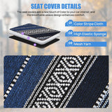Nilight Car Seat Covers 2PCS Blue Baja Blanket Universal Front Seats | Striped Woven Fabric Breathable Washable with Shoulder Pads Airbag Compatible Fits Cars SUVs Trucks, view 3