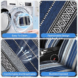 Nilight Car Seat Covers 2PCS Blue Baja Blanket Universal Front Seats | Striped Woven Fabric Breathable Washable with Shoulder Pads Airbag Compatible Fits Cars SUVs Trucks, view 4