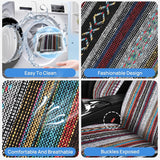 Nilight Car Seat Covers 2PCS Red Stripes Baja Saddle Blanket with Shoulder Pads Breathable Washable Striped Woven Airbag Compatible Universal for Cars SUV Truck Front Seat, view 4