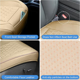 Nilight Car Seat Cushion Cover Beige Leather Front Seats Waterproof Anti-Slip with Storage Bag Wraps Bottom Fits Cars Sedan Van SUV Truck, view 4